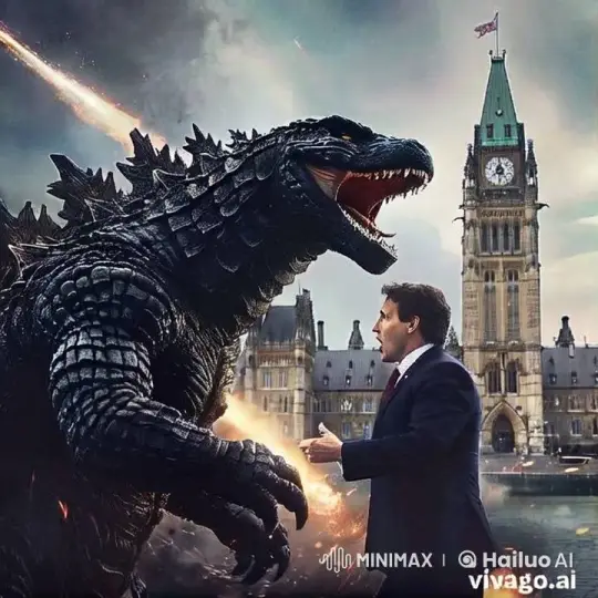 Politician Faces Off Against Giant Monster Amidst Chaos – AI Generated Video | Hailuo AI
