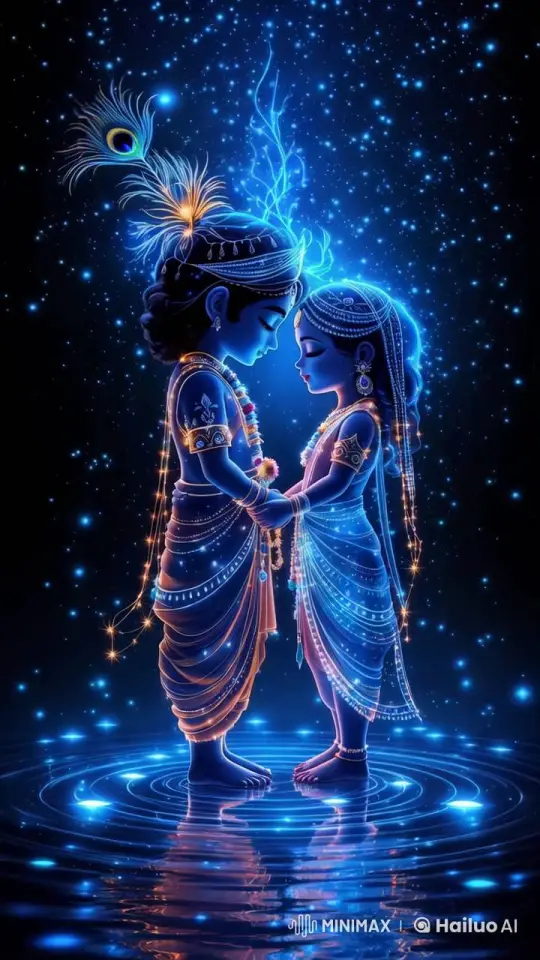 Divine Serenity: Krishna and Radha's Enchanted Encounter – AI Generated Video | Hailuo AI