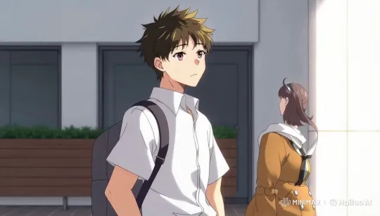 Teenage Boy Approaches Girl in School Backyard – AI Generated Video | Hailuo AI