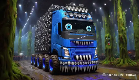 Monstrous Truck Navigates Enchanted, Mysterious Forest – AI Generated Video | Hailuo AI