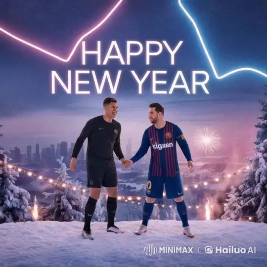 Rivals Reunite in Snowy City for Hopeful New Year Celebration – AI Generated Video | Hailuo AI