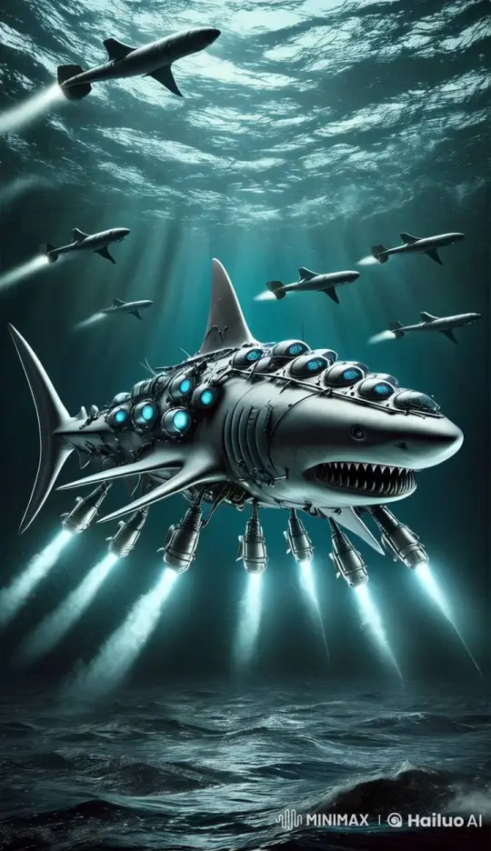 Robotic Shark with Jet Engines in Live2D Underwater Scene – AI Generated Video | Hailuo AI