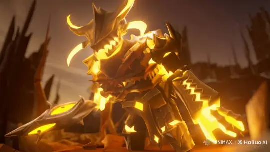 Volcanic Storm: Fiery Armor and Dynamic Stance in Fiery Landscape – AI Generated Video | Hailuo AI