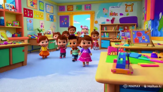 Toddlers Enter Vibrant Pixar-Style Classroom – AI Generated Video | Hailuo AI