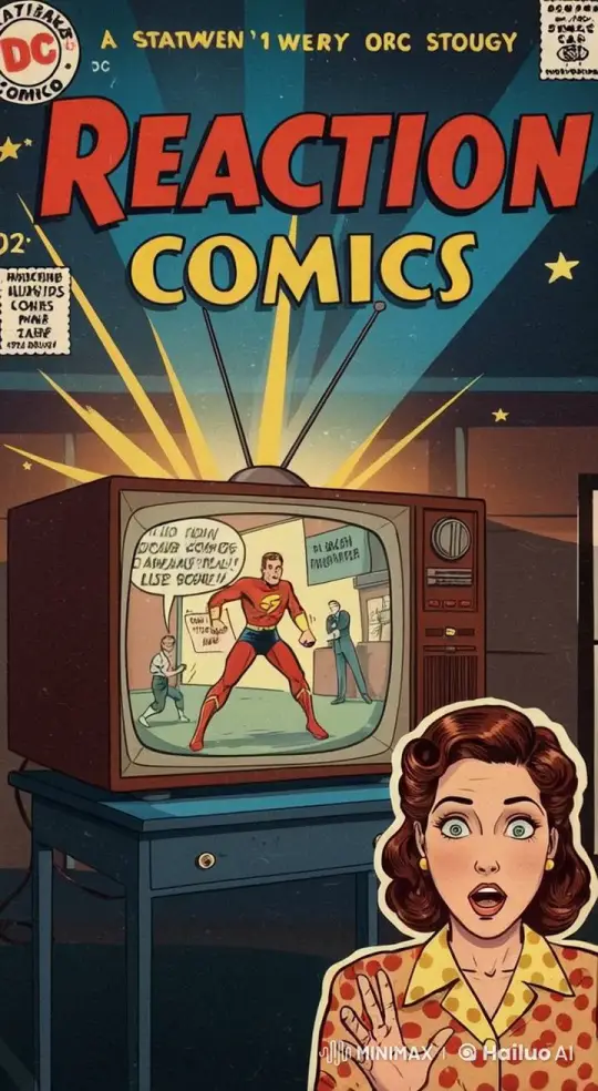 Real-Time Woman Reacts to Animated Comic Heroics – AI Generated Video | Hailuo AI