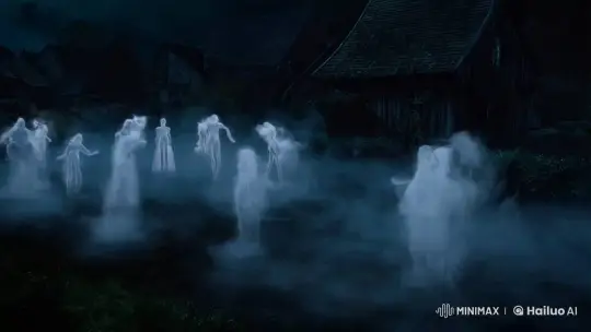 Gothic Ghosts Emerge in Darkly Beautiful Film Scene – AI Generated Video | Hailuo AI