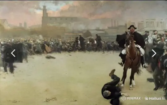 18th Century Officer Commands Mounted Troops Amidst Crowd Chaos – AI Generated Video | Hailuo AI
