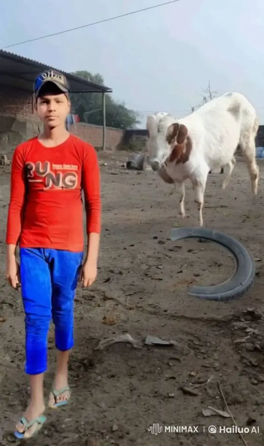 Boy and Cow in Rural Setting – AI Generated Video | Hailuo AI
