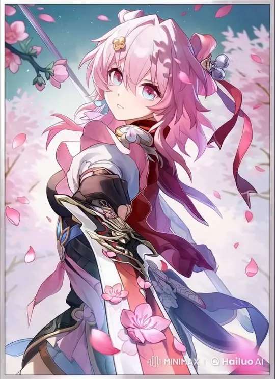Stunning Live2D Animation: Pink-Haired Character in Cherry Blossom Scene – AI Generated Video | Hailuo AI
