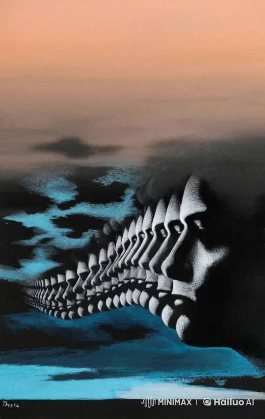 Surreal Animated Faces in a Dreamy Sky Gradient – AI Generated Video | Hailuo AI
