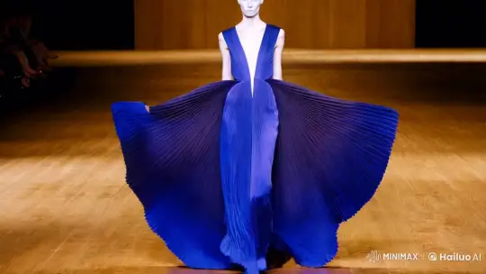 Runway Fashion: Celestial Gown in Intimate Minimalism – AI Generated Video | Hailuo AI