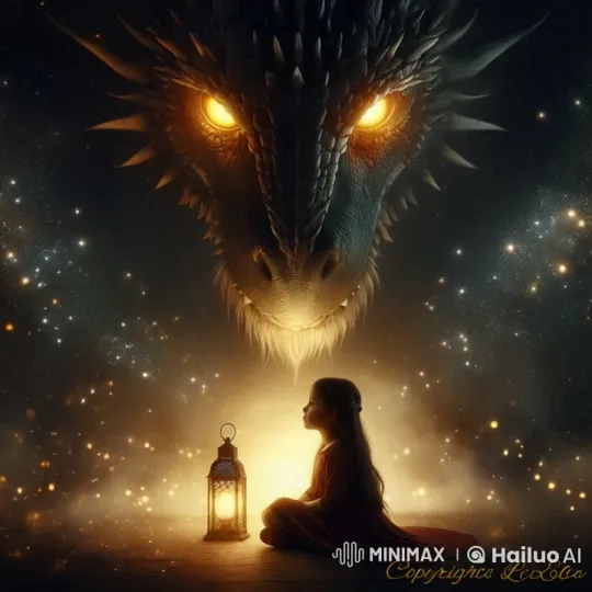Girl and Dragon Connect in Enchanted Starlit Scene – AI Generated Video | Hailuo AI