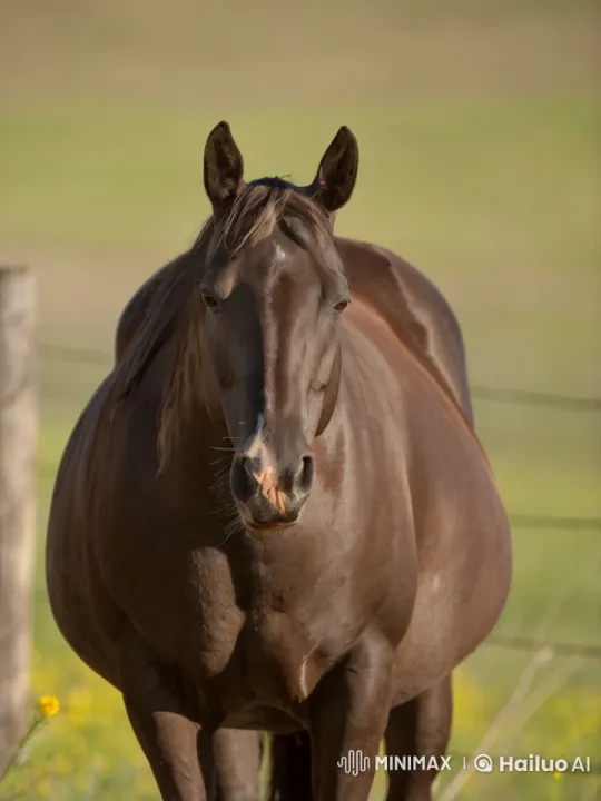 Pregnant Mare in Serene Pasture - Tranquil Scene – AI Generated Video | Hailuo AI