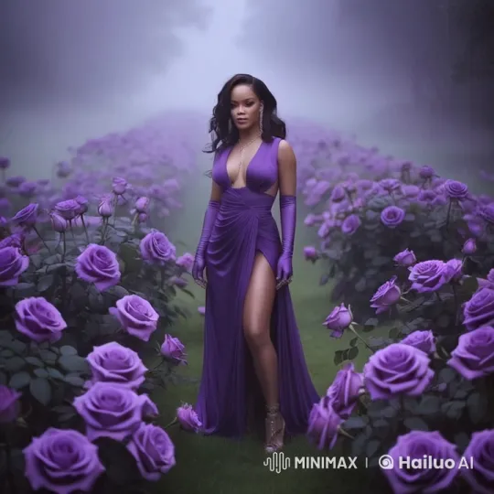 Rihanna in Ethereal Purple Rose Garden - IMAX 70mm Cinematography – AI Generated Video | Hailuo AI