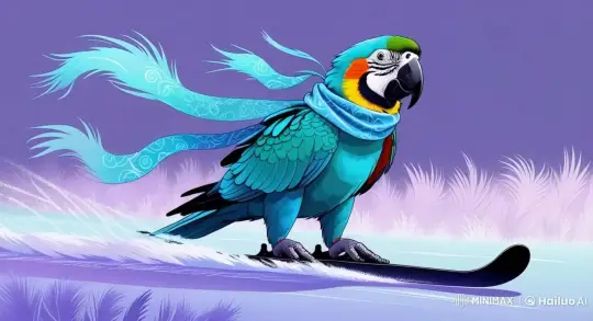 Parrot Skis Enthusiastically in Snowy Landscape – AI Generated Video | Hailuo AI