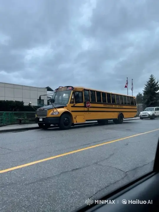 School Bus Levitates and Ascends Into Cloudy Sky – AI Generated Video | Hailuo AI