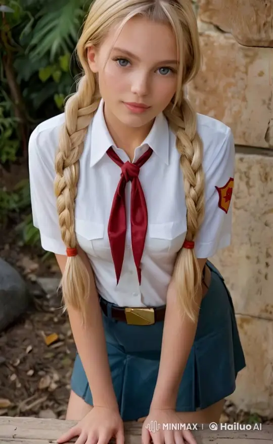 Girl in White Shirt Stands Calmly by Rustic Wall – AI Generated Video | Hailuo AI