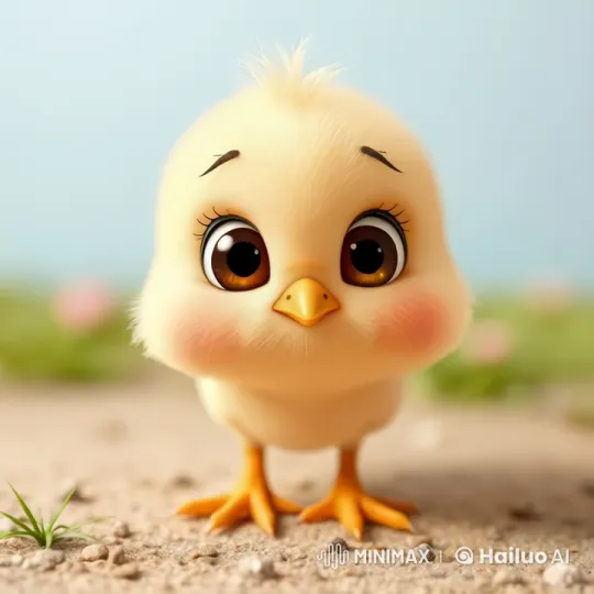 Joyful Chick Playfully Hopping in Colorful Background – AI Generated Video | Hailuo AI