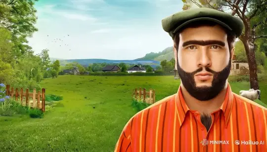 Rural Serenity: Gentle Breeze and Playful Lamb – AI Generated Video | Hailuo AI