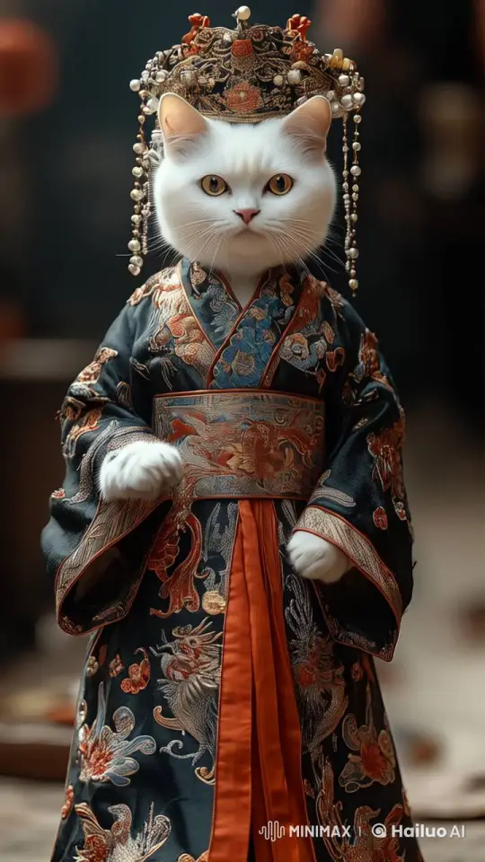 Feline Model Struts in Parisian Couture Live2D Video – AI Generated Video | Hailuo AI