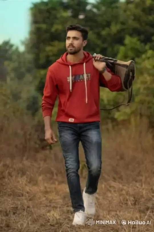 Man in Red Hoodie Walks Through Nature, Ronaldo Showcases Shoes in Futuristic Showroom – AI Generated Video | Hailuo AI