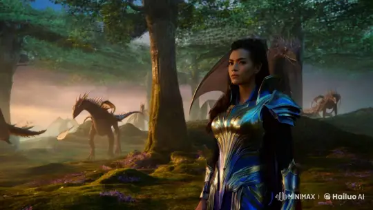 Aliena Confronts Dragons in Mystical Forest Setting – AI Generated Video | Hailuo AI