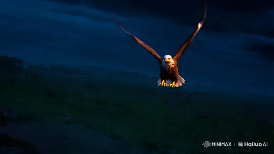 Shaheen's Majestic Descent: Fury in the Night Sky – AI Generated Video | Hailuo AI