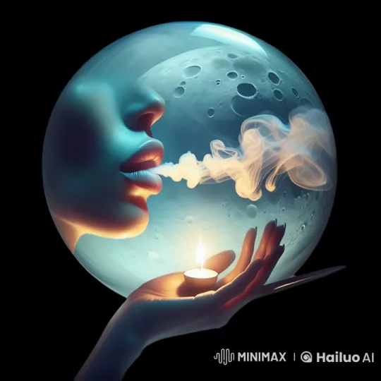 Surreal Animated Video: Moonlit Face and Twisting Smoke – AI Generated Video | Hailuo AI