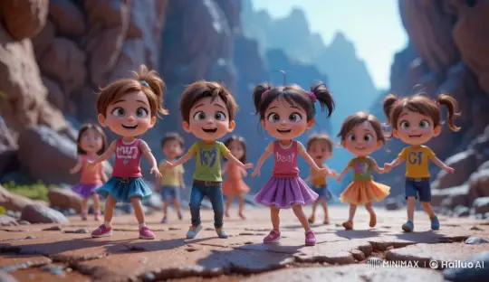 3D Pixar Kids Playing Lava Game in Colorful Playground – AI Generated Video | Hailuo AI