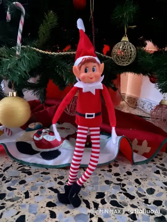 Festive Elf Doll Under a Decorated Christmas Tree – AI Generated Video | Hailuo AI