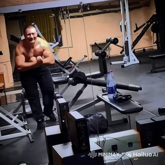 Bodybuilder Showcases Muscles in Live2D Gym Animation – AI Generated Video | Hailuo AI