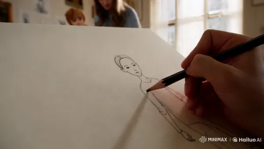 Artist's Sketch Comes to Life in Magical Studio Adventure – AI Generated Video | Hailuo AI