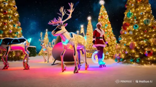 Black Female Santa Glides on Futuristic Roller Skates – AI Generated Video | Hailuo AI