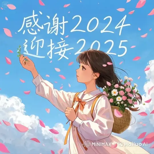 Young Girl Welcomes New Year with Plant and Flowers – AI Generated Video | Hailuo AI