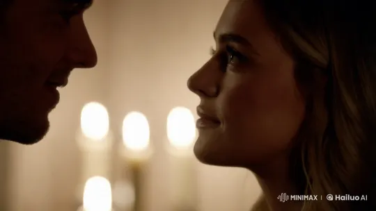 Intimate Kiss Captured in Soft, Slow-Motion Glow – AI Generated Video | Hailuo AI