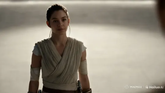 Rey Skywalker's Poised Countdown in Minimalist Setting – AI Generated Video | Hailuo AI