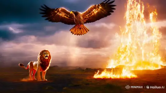 Epic Fusion: Eagle and Lion Become Chimera – AI Generated Video | Hailuo AI