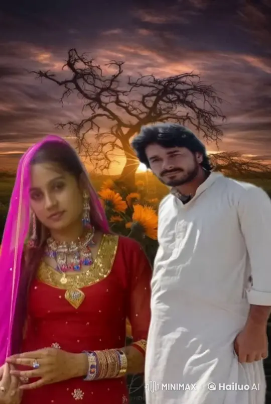 Couple Shares Romantic Kiss in Animated Sunset Setting – AI Generated Video | Hailuo AI