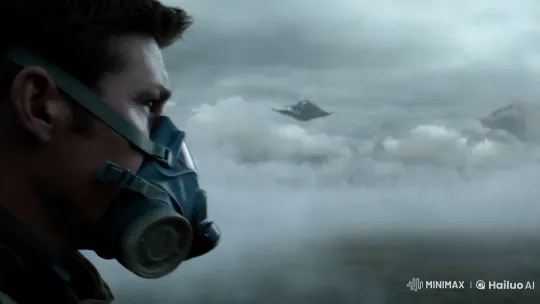 Mysterious Man Observes Alien Ships in Foggy Landscape – AI Generated Video | Hailuo AI