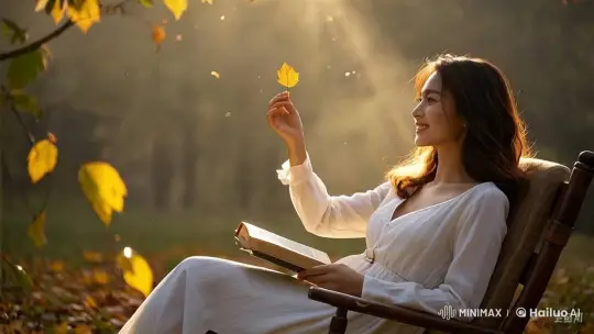 Autumn Serenity: Woman Enjoying Nature's Beauty – AI Generated Video | Hailuo AI