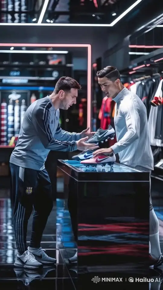Lionel Messi and Cristiano Ronaldo Showcase Football Shoes – AI Generated Video | Hailuo AI