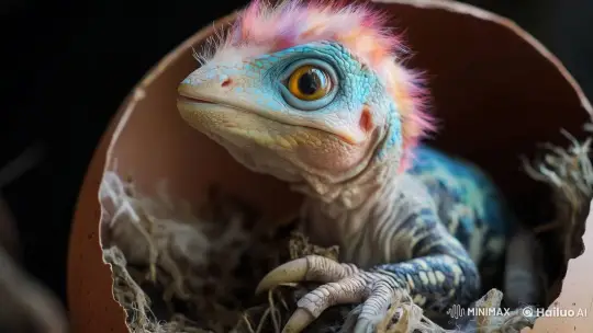 Baby Dinosaur's Curious First Glimpse of the World – AI Generated Video | Hailuo AI