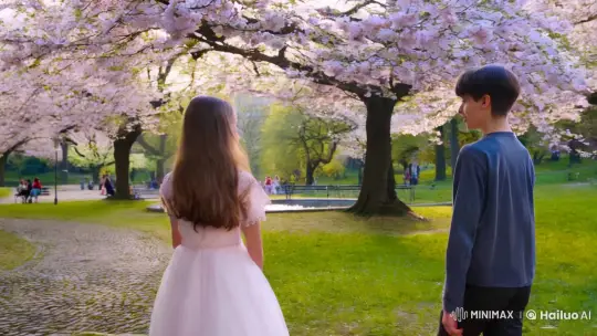 Romantic Encounter in a Sunlit Park with High Aesthetic Style – AI Generated Video | Hailuo AI