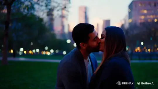 Passionate Couple Embraces in Dusk's Gentle Glow – AI Generated Video | Hailuo AI