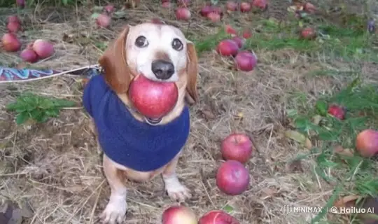 Dog with Apple Meets Shrek's Playful Acorn Toss – AI Generated Video | Hailuo AI
