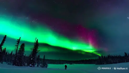 Winter Night in Northern Finland Captures Celestial Dance – AI Generated Video | Hailuo AI