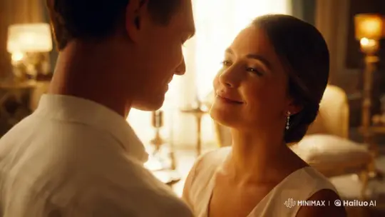 Intimate Kiss in Artful, Warmly Lit Room – AI Generated Video | Hailuo AI