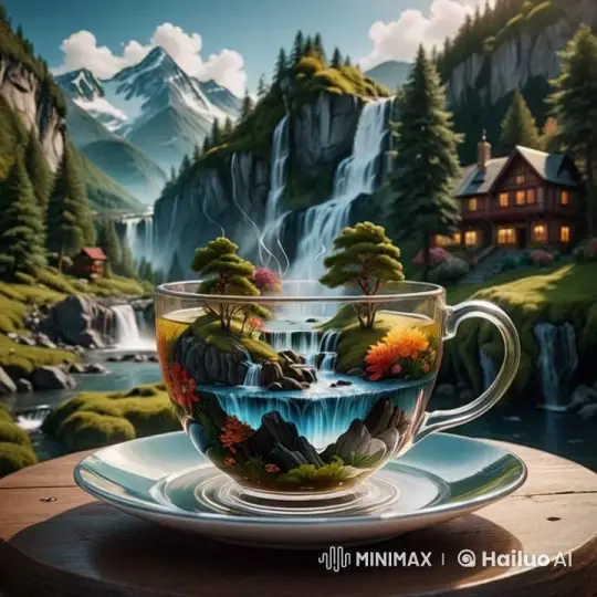 Miniature Nature Harmony in a Teacup – AI Generated Video | Hailuo AI
