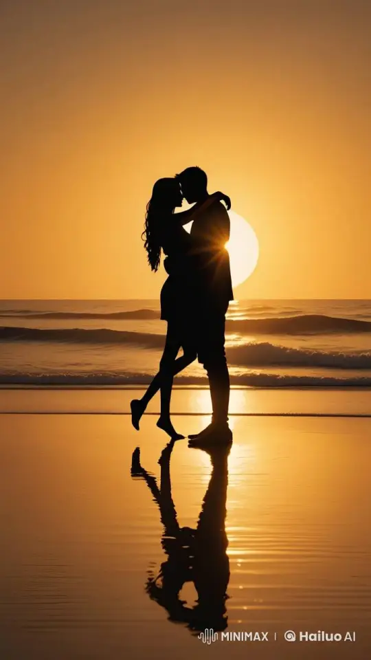 Romantic Dance at Sunset on Animated Beach – AI Generated Video | Hailuo AI