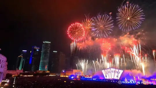 Vibrant Fireworks Illuminate Mexico City's New Year 2025 Celebration – AI Generated Video | Hailuo AI